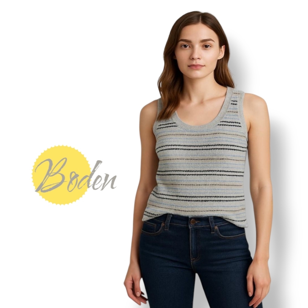Boden Knitted Wool Blend Stripe Tank Top / Vest